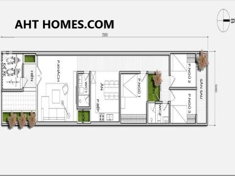 nhà phố 1 tầng mái thái diện tích 4x15m